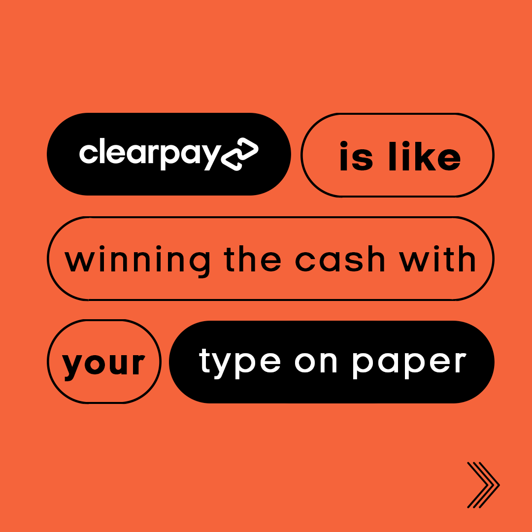 Clearpay_UK's tweet photo. Shop now, spread the cost, never pay interest.
Now doesn’t that sound like winning? 🏆
T&Cs apply https://t.co/UIFJeFOUru
#clearpay #LiveClear #Shopping #PayOverTime #PayBetter #PayIn4 https://t.co/oztqPaLTVy