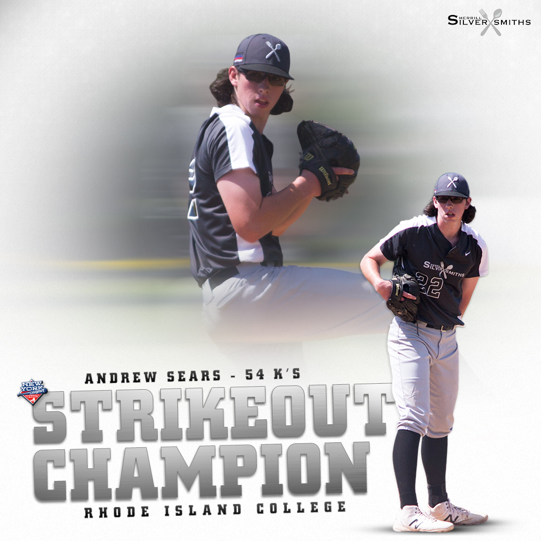 Smittiebaseball's tweet photo. Your NYCBL Strikeout Champ, Andrew Sears!

The Rhode Island College product fanned 54 batters in 34.1 total innings and posted a season-high 11 K's against the Salt Cats on June 23rd. 🍴🥄🍴 https://t.co/y7yHp5Gynj