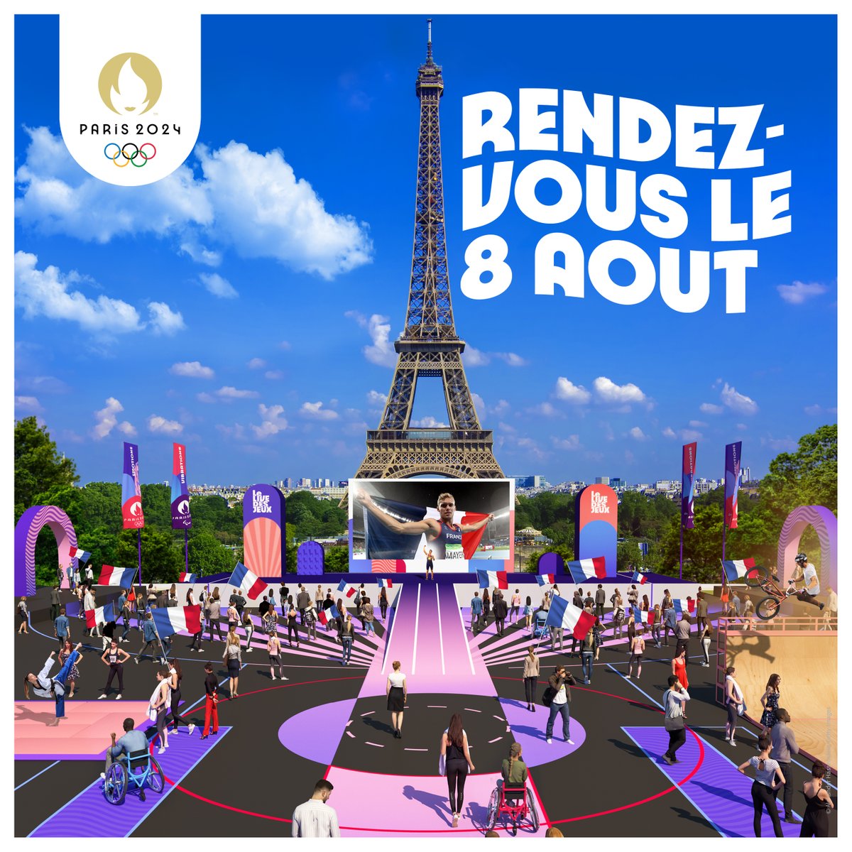 Paris2024's tweet photo. 3 years before the opening ceremony of the Paris 2024 Olympic Games, but only 13 days before the handover with #Tokyo2020
See you on August 8 for a 12 minutes show, in #Paris2024 style !
In a few days, we'll take over !
#3YearsToGo #OlympicGames #Olympics https://t.co/6cDIPcNP6y