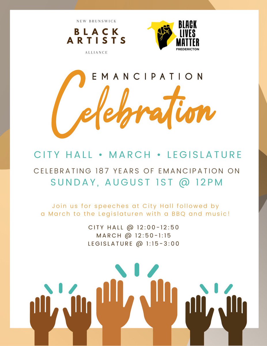 BLMFredericton's tweet photo. Join us on August 1st for “Emancipation Celebration” https://t.co/ZHfYS1VEOr