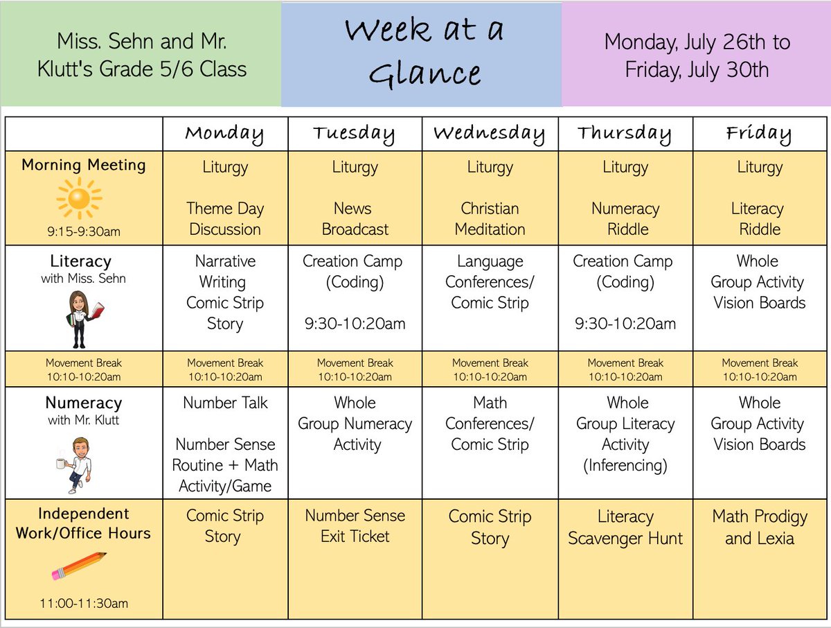 Summerland5and6's tweet photo. Welcome to our third and final week of Camp Summerland! Check out our week at a glance schedule for all the fun learning planned this week!😎 @campsummerland https://t.co/64s2pcM1IA