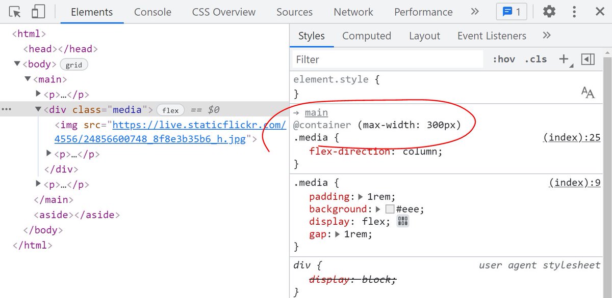 I have seen the future, CSS container queries early support in DevTools!