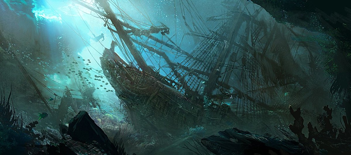DongluYu's tweet photo. Sketch.                               Final. 
Concept art done for AC Black Flag. https://t.co/iRnwS3WpNt