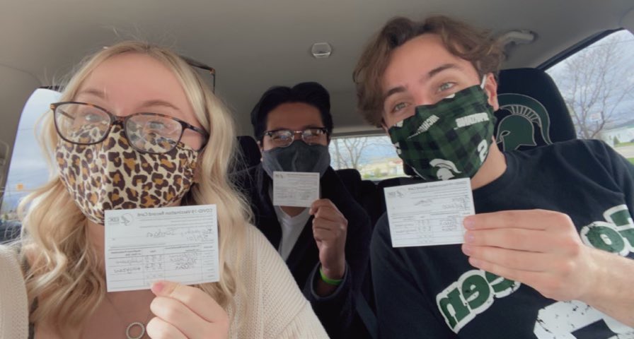 ASMSU_VPAA's tweet photo. Three months ago, @ASMSU_VPGA, @ASMSU_VPIA, and I received our last dose of the vaccine. We are now back to work in person, safe and healthy. Get vaccinated Spartan Nation! @michiganstateu @ASMSU https://t.co/o9vAxGQIyQ
