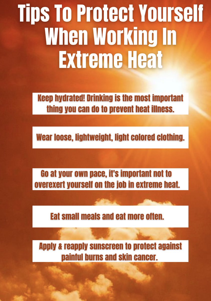 Dangerous heatwaves are continuing across the country this week. It's important to remember that heat can be more than just uncomfortable, it can be deadly. #Hvactechs work in a variety of environments where temps can reach extremes. Stay safe with these tips to beat the heat!☀️