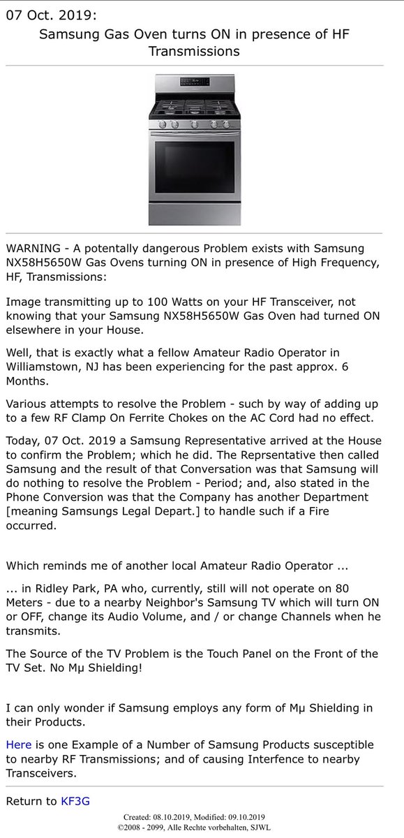 PumaTPG's tweet image. It’s all fun and games until your HF radios transmissions turns on your Samsung stove to 350° and you walk into your kitchen not knowing how long it’s been that way.  😂😂😂 

I currently have this problem last night. 🤦🏻‍♂️🤦🏻‍♂️ #kd2nfc