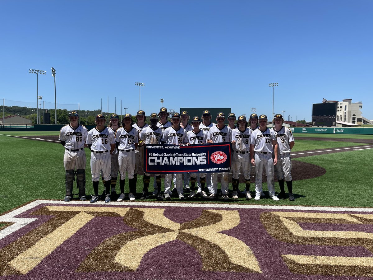 1836Roughriders's tweet image. 🏆Champions🏆
•
Congratulations to @TheCanesSW_NTX - Wallace 2023 on winning the 16U Division of the 2021 @Walk_Off_Sports / @PerfectGameUSA Bobcat Classic at @TxStateBaseball 
•
#northtexasguys #dfw #champions #playwalkoff #playlongball #playperfectgame