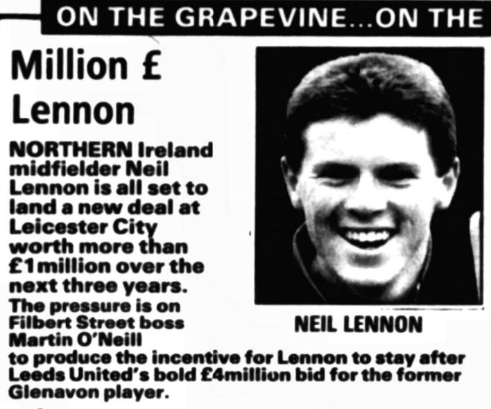LUSCgriffinLUFC's tweet photo. A bit of transfer speculation #OnThisDay:
From 1998 a 'bold bid' from #lufc for Neil Lennon who duly got a better deal at Leicester... phew!
2002, Darren Anderton for Robbie Keane anyone? No, I don't recall that one! Same day, the William Gallas link which would have been nice! https://t.co/nFMIyEMNRu