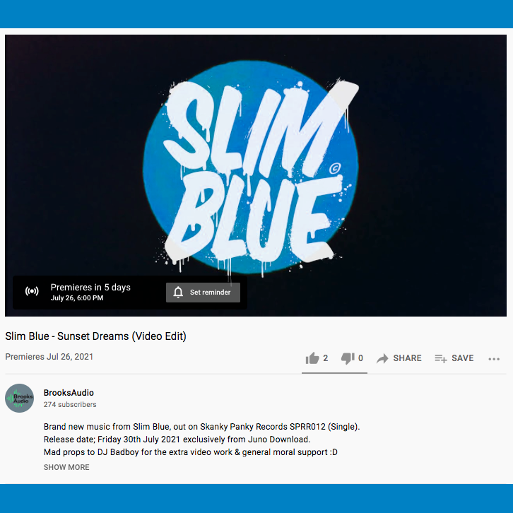 slimblueuk's tweet photo. Brand new! Sunset Dreams video premiering on YouTube in 30 minutes @ 6pm London time.  
Get over there and watch the shit out of it, it's brilliant.

https://t.co/wtQBuPhD0L

#newmusic #music #musicvid #musicvideo #artist #youtube #producer #musician #beats #breakbeat #bigbeat https://t.co/Yls9Uuleyi