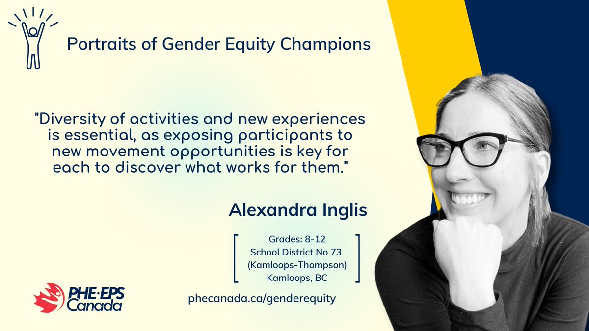 PHECanada's tweet photo. #GenderEquality champion Alexandra Inglis @alexinglis_phe of @Kamloops_SD73 has found that by providing more active options beyond varsity sports teams, positive changes have been seen in the school community.

MORE | https://t.co/NFRY7iJEhd

#EDIinPHE

@PHEinBC @sd73news https://t.co/MNpTHq5lrD