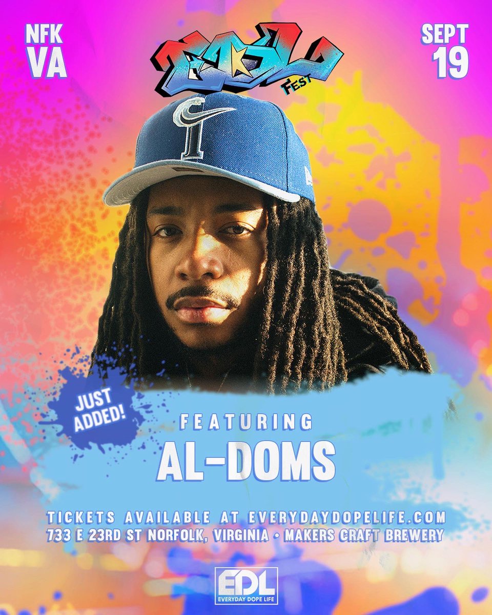 Everyday_Dope's tweet photo. 🗣 JUST ADDED ‼️

VA’s own @al_doms will be returning to the #EDLFEST stage &amp; @youngcrazy110 has a few extra tricks up his sleeve with “Young Crazy &amp; Friends”

Get your tickets now to the biggest 757 celebration starring @miababyface to end the summer! Link in bio 🖖🏾✨ https://t.co/UY5L4Icmvg