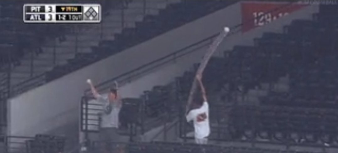 grantmcauley's tweet photo. On this day 2011: The #Braves and #Pirates played a game we will never forget. It went 19 innings, lasted 6 hours and 39 minutes, and ended at 1:50 a.m. the following morning.
Were it not for one of the single worst calls in baseball history, they'd still be playing to this day. https://t.co/CGGAUciwfr