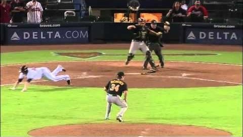 grantmcauley's tweet photo. On this day 2011: The #Braves and #Pirates played a game we will never forget. It went 19 innings, lasted 6 hours and 39 minutes, and ended at 1:50 a.m. the following morning.
Were it not for one of the single worst calls in baseball history, they'd still be playing to this day. https://t.co/CGGAUciwfr