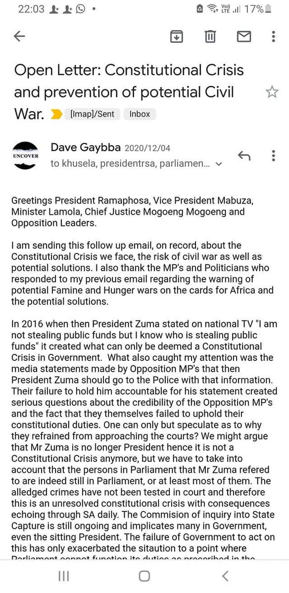 DGaybba's tweet photo. The below email to Gov makes me both angry and sad... This and the fact that he lies to the nation and world about insurrection! Now we sit with #PhoenixMassacre brewing and mass division๐๐ปโ๐ป๐ฟ๐ฆ
#IndependentSA #RamaphosaMustResign
#WMCmafiaMustFall https://t.co/iKFgqnrj8u