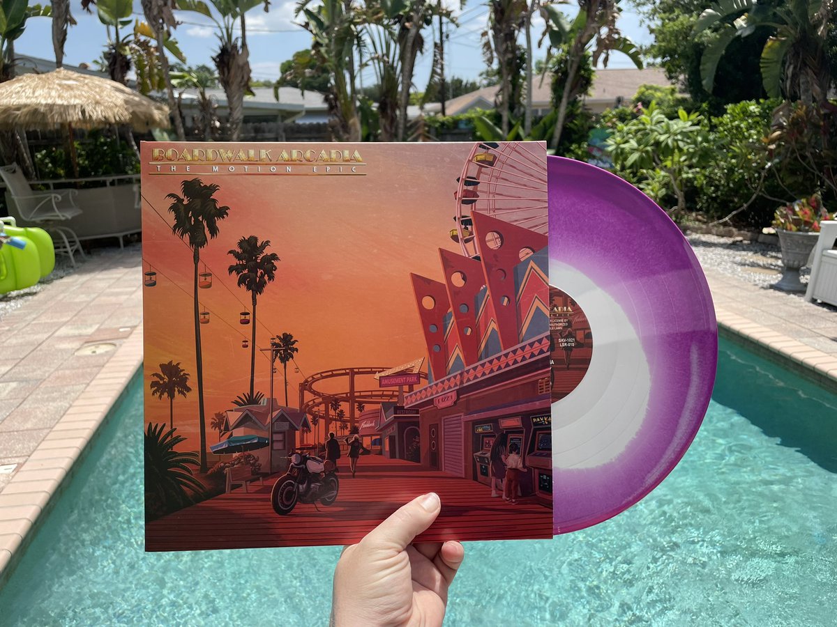 JeffThreat's tweet photo. Look at these beautiful records, my label @lazersteel did a co-release with #SofaKingVinyl of @themotionepic ‘Boardwalk Arcadia’ album https://t.co/TJqPbTps2A