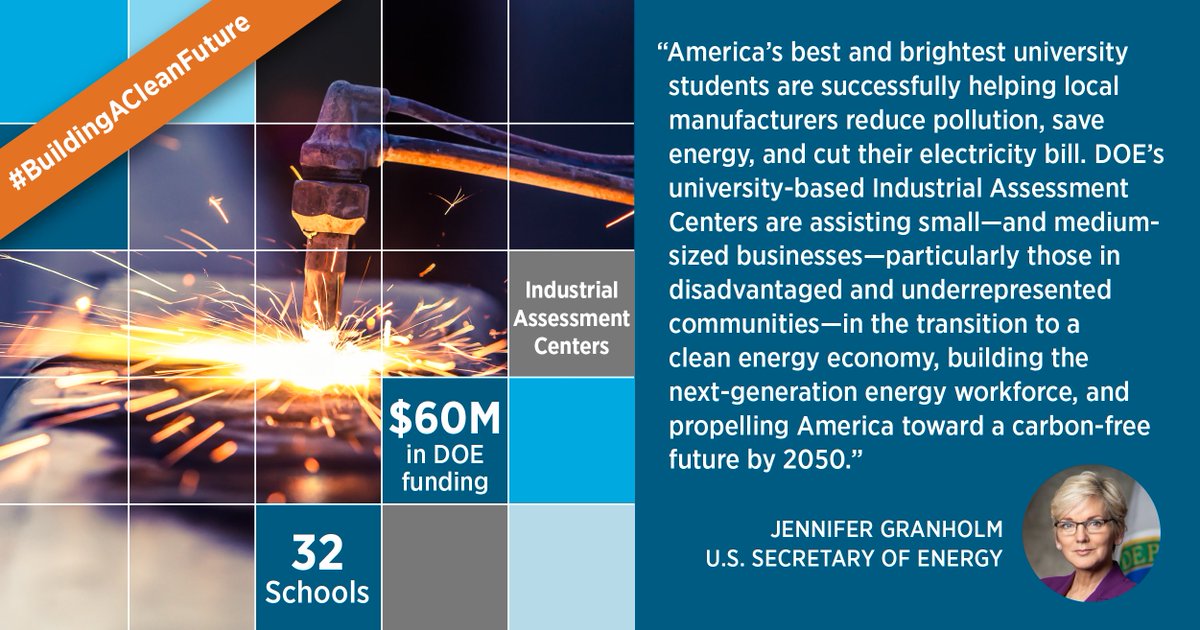 DOECMEI's tweet photo. .@ENERGY just announced $60M for the largest ever cohort of Industrial Assessment Centers (IACs) at 32 universities. IACs send teams to provide energy efficiency recommendations to small-to-medium sized manufacturers: https://t.co/arZSto3btq #BuildingACleanFuture https://t.co/fce6sDKmkj