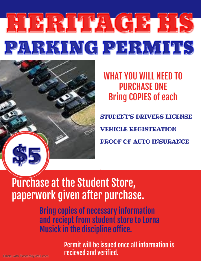 Juniors and Seniors! If you are driving your car to school, you will need a parking sticker to park on campus. You can purchase your pass during Legacy Launch!