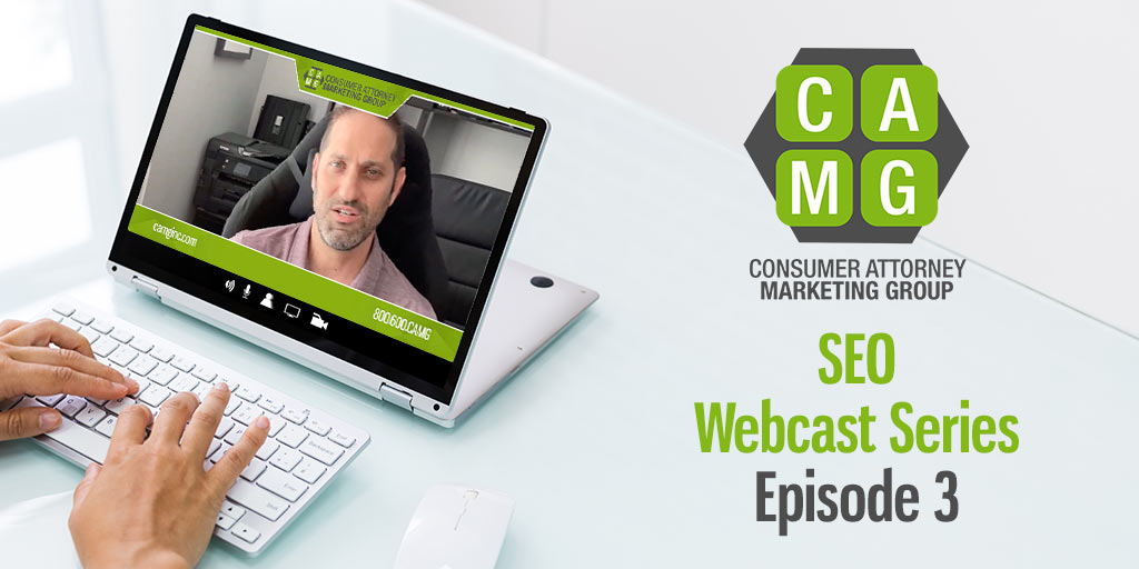CAMG_Inc's tweet image. Episode 3 of CAMG&apos;s SEO Webcast Series is available to watch. Learn about Google Map Pack and why it&apos;s key for local law firm marketing. Watch CAMG&apos;s VP of SEO Jon Robinson, from AAJ 2021. #SEO #GoogleMapPack #GoogleMyBusiness