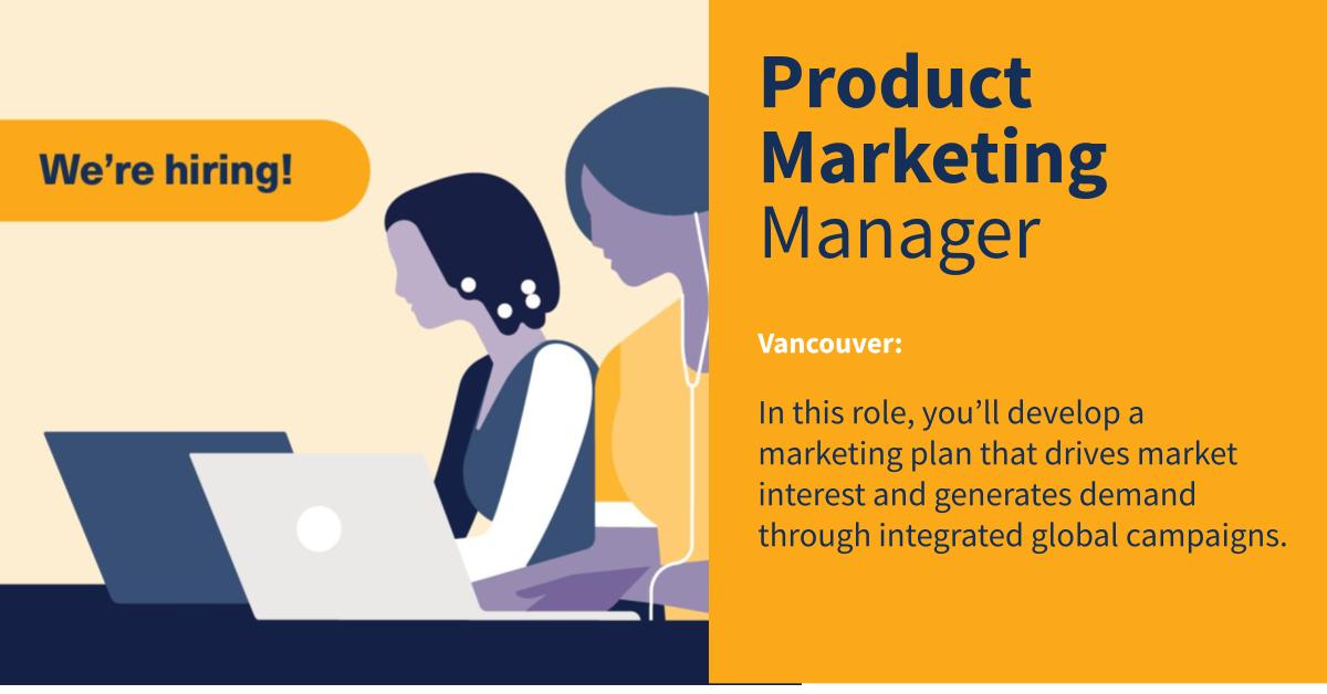 jasskollar's tweet photo. Calling all Product Marketers! We have a unique opportunity for you to drive our go-to-market tactics and be the leader for new product or feature launches. Interested? Apply 👉 https://t.co/EsypiLKzkm #HootsuiteLife https://t.co/mfmixGyMIv
