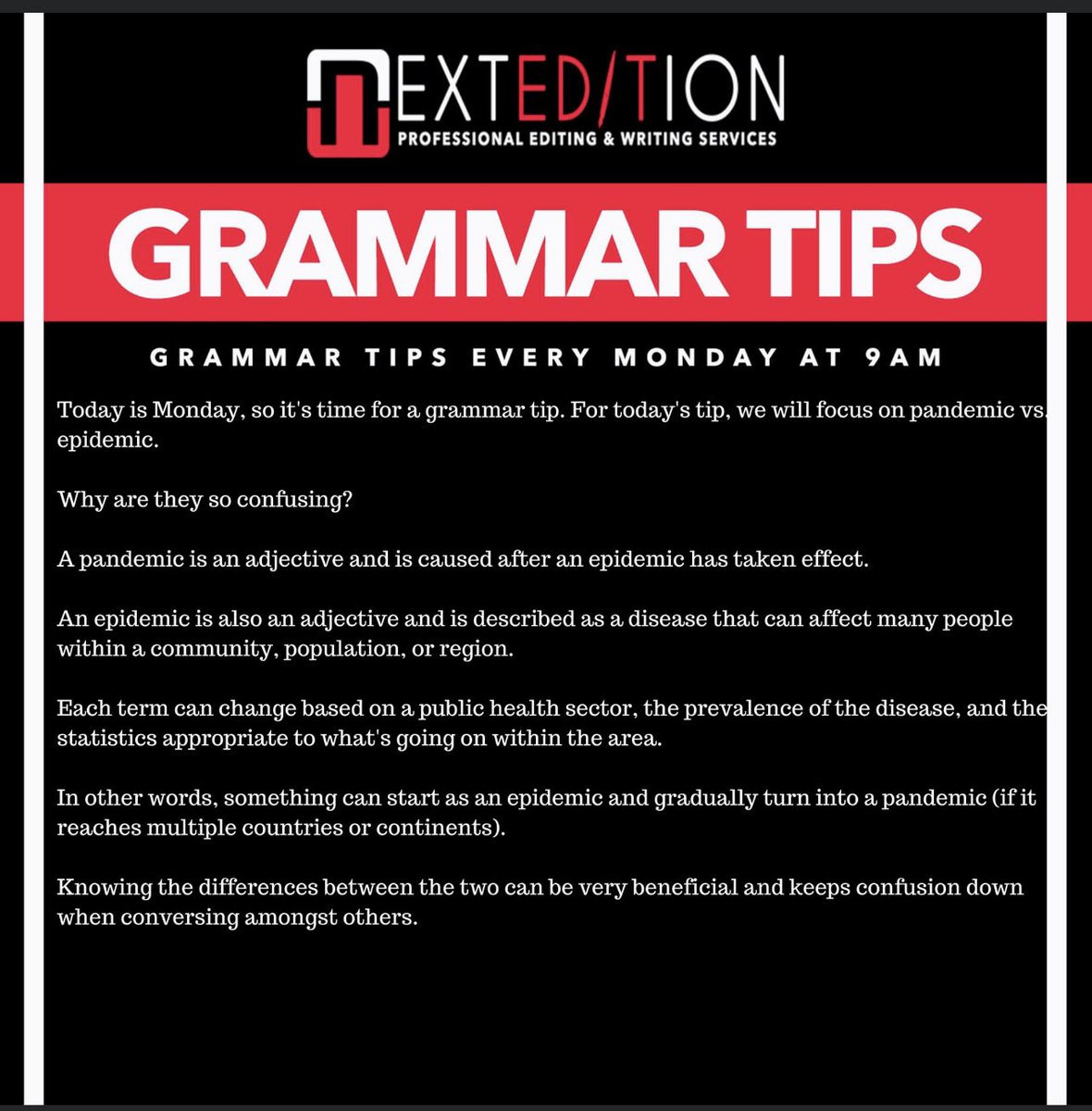 nexteditionllc's tweet photo. Happy Monday! https://t.co/UsdxJFruql #grammartip #nexteditionllc https://t.co/y54y4YAaAJ