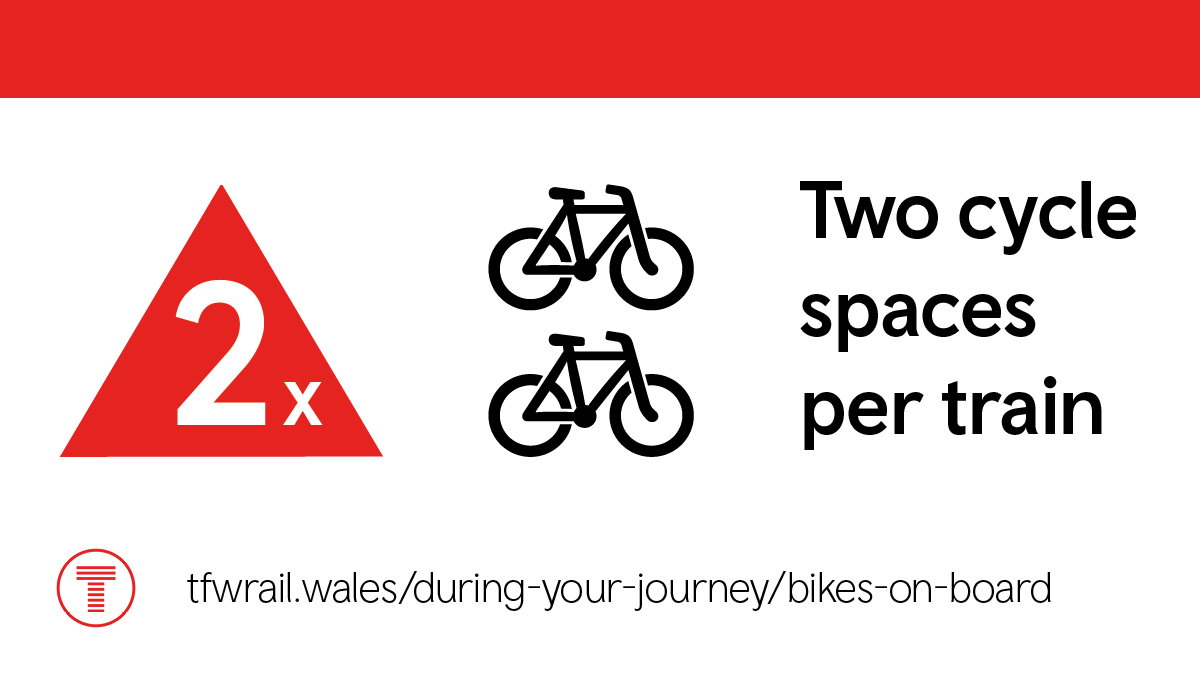 tfwrail's tweet photo. 🚲Travelling with your bike? We have cycle spaces on board our trains but space is limited.

We ask you to reserve a cycle space when you buy your ticket: https://t.co/CwT6yIB439

@SustransWales @plan2ridebikes https://t.co/9fxhZCvEoZ
