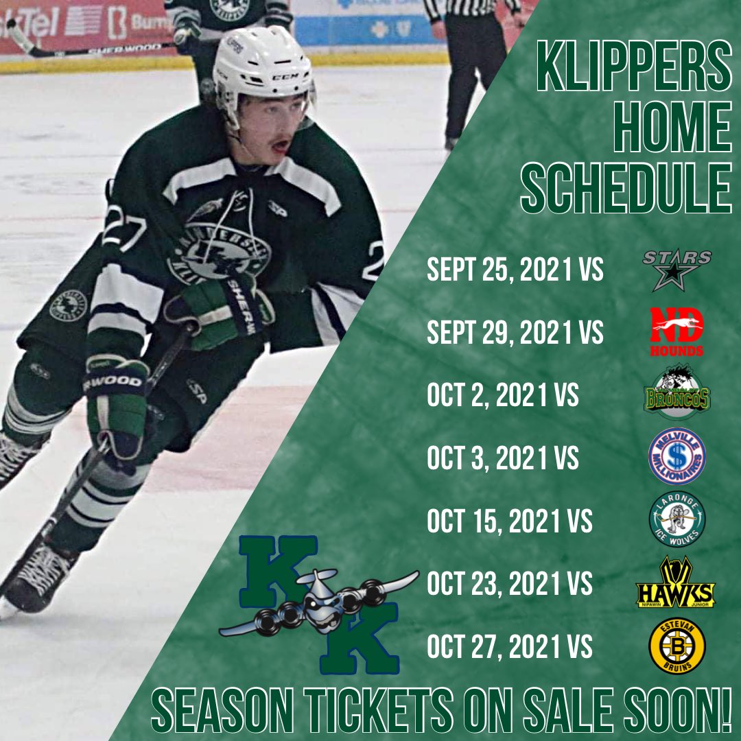 KlippersHockey's tweet photo. Mark your calendar’s Klippers fans! September is just around the corner and so to is Klippers regular season hockey, starting with the home opener on September 25th vs the North Stars! Klippers season tickets will be on sale soon so keep your eyes pealed over the coming days. https://t.co/UIsKeI70dV