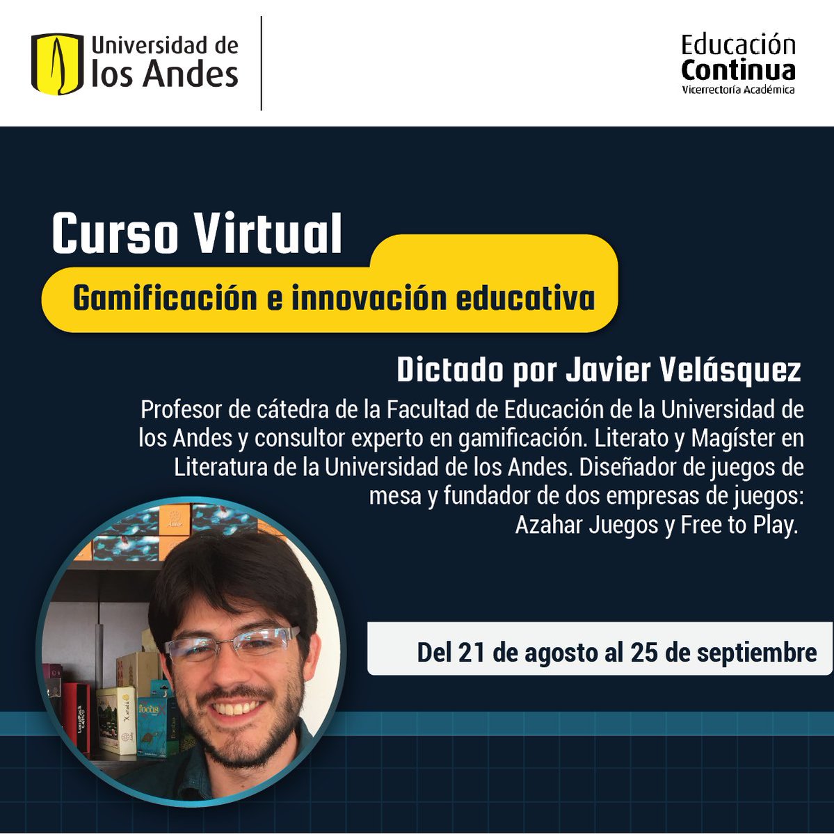 Desarrolla las competencias necesarias para participar en proyectos de diseño de sistemas gamificados e innova en el aula 📚🎮
Inscríbete: bit.ly/3iMdtdm