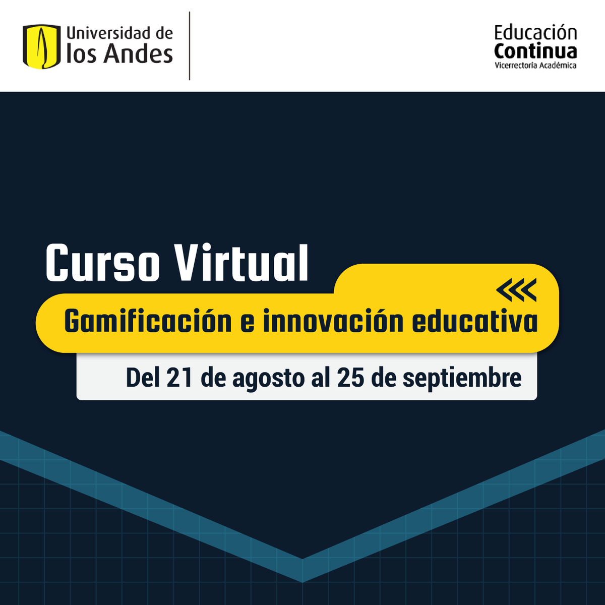 ¿Estás interesado en comprender estrategias lúdicas para generar motivación y aprendizaje en contextos serios?
¡Este curso de <a href="/EdcoUniandes/">Educación Continua - Universidad de los Andes</a> dictado por nuestro experto en gamificación Javier Velásquez es para ti!
Inscríbete aquí: bit.ly/3eYdlX7