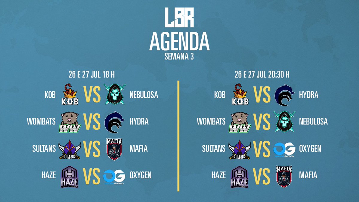 Estes são os confrontos que vão acontecer daqui a pouco na #LBRuneterra!

⏰18:00
🔴twitch.tv/lbruneterra