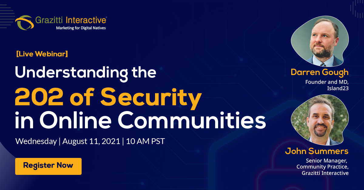 Grazitti's tweet photo. Gear up for our upcoming live #webinar where accomplished #communityexperts will highlight the need for brands to adopt a security-first approach while building communities. Register now!
๐ https://t.co/5rrKuqkxkT ๐
#onlinecommunities #security #grazitti https://t.co/7FKILQw7YD