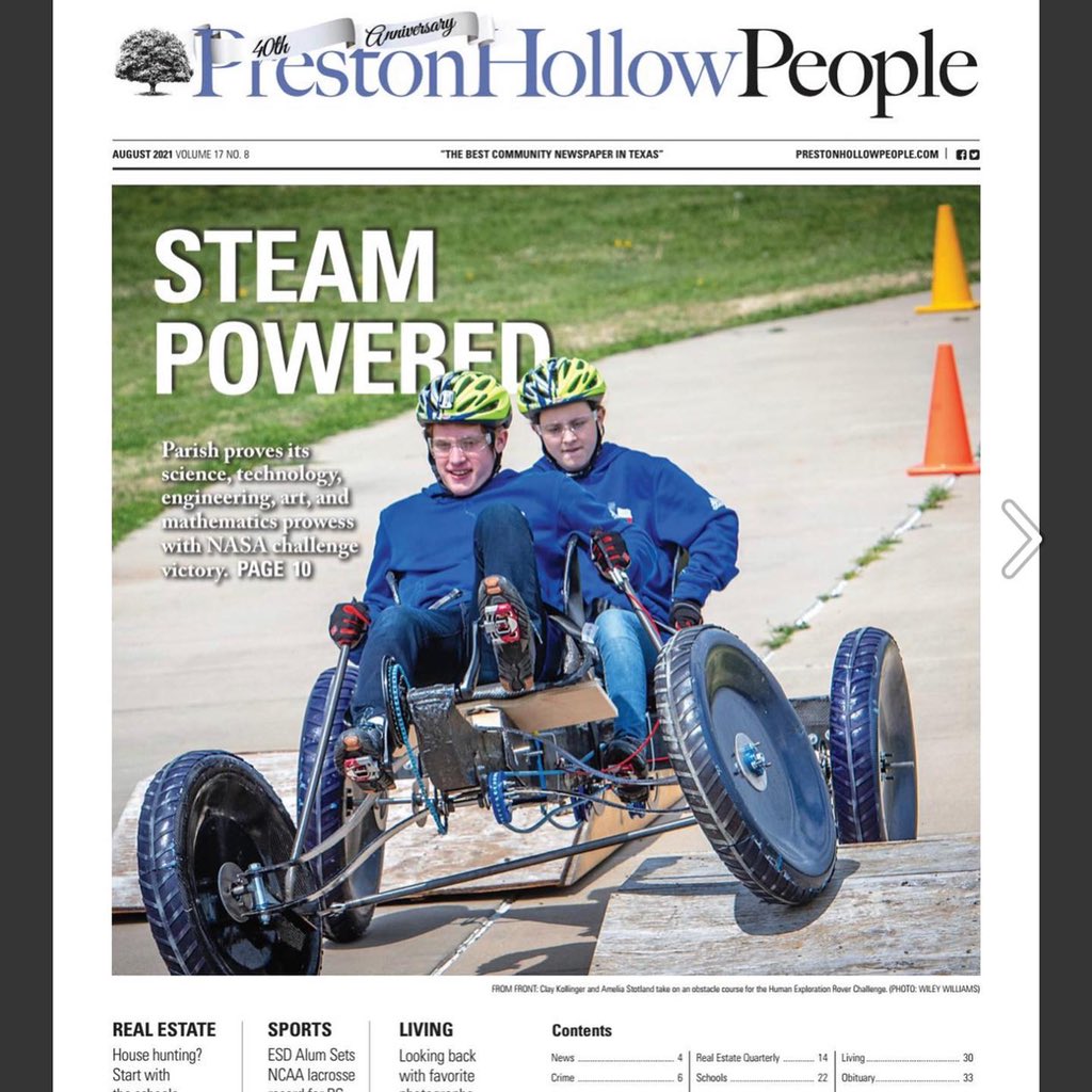 JMakins79's tweet photo. Thnx @phollowpeople 4 the gr8 article &amp; cover celebrating @parishepiscopal @RoverChallenge team’s 1st place win at the @nasa #roverchallenge2021! #pantherproud #letsroll #worldchamps @parishcribbs @ParishStem https://t.co/E189VW55Jn
