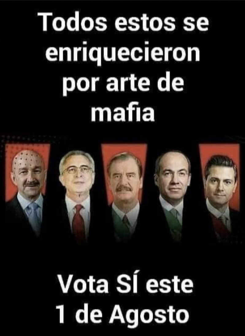 chioreya's tweet photo. Este 1 de agosto asiste a votar para enjuiciar a estos narcocriminales traidores, que el intento de sabotaje por parte del INE no haga estragos en el ánimo ni la voluntad ciudadana ! TODOS A VOTAR POR EL SI ! https://t.co/Mo0wOcFERU
