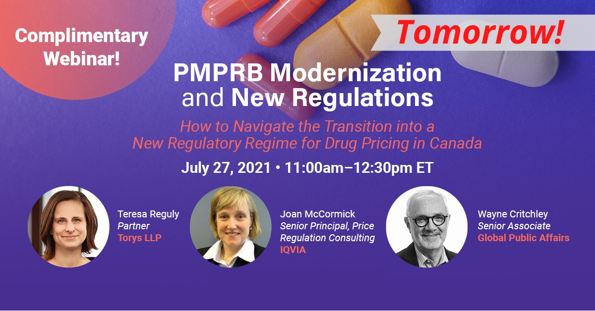 CI_Healthcare's tweet photo. Tomorrow at 11:00 am: FREE WEBINAR on PMPRB Modernization!
Join online conversation about what’s changing as of Jan. 1, 2022, how to prepare, and the potential alternatives for Canada’s #DrugPricing regime.
Sign up @ https://t.co/lhugQCMuMq 
#CIPharma #CIPathways #Canada https://t.co/NzhDUABJnH