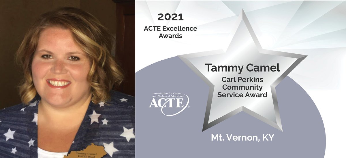 actecareertech's tweet photo. Excellence Awards celebrate #CareerTechEd professionals who go above & beyond for their students. Tammy Camel, 2021 Carl Perkins Community Service Award winner, was honored at #VISIONCTE20.
The 2022 honorees will be announced live at our virtual awards gala, Nov. 30 #VISIONCTE21 https://t.co/WTZImimKUZ