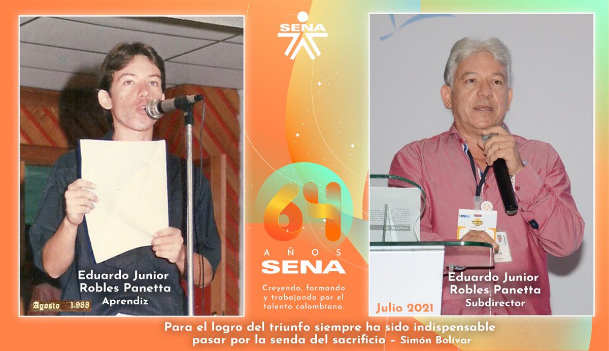 sena_magdalena's tweet photo. Continuamos con los reconocimientos a los funcionarios del SENA. 
Hoy queremos exaltar al Subdirector del Centro de Logística, @Eroblesjunior, quien empezó como aprendiz y en este 2021, cumple más de 33 años demostrando su compromiso y dedicación a esta institución. https://t.co/CU63CV6oiO