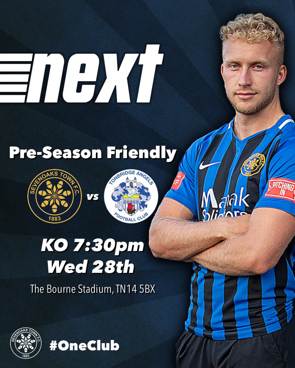 ⚽️🔵⚫️ #NextMatch ⚫️🔵⚽️

Next up we're playing <a href="/tonbridgeangels/">Tonbridge Angels</a> on Wed 28th , KO 7:30pm

Tickets available on Eventbrite:  

eventbrite.co.uk/e/pre-season-f…

#SeeYouAtTheMatch

#Football #NonLeague #OneClub #MatchDayGraphics #PreSeason #PitchingIn #Isthmian