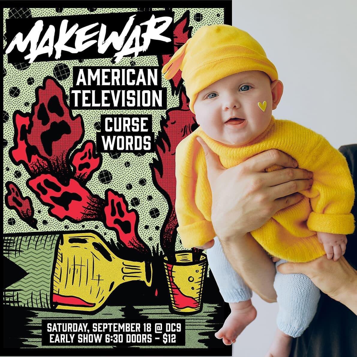 Happy to announce the birth of our next #punkshow 

Proud parents <a href="/makewarmusic/">MakeWar</a> and <a href="/CurseWordsBand/">Curse Words</a> are feeling happy and healthy. Visitation begins Sept 18 at <a href="/dc9club/">DC9</a> 

#birthannouncement #proudparents