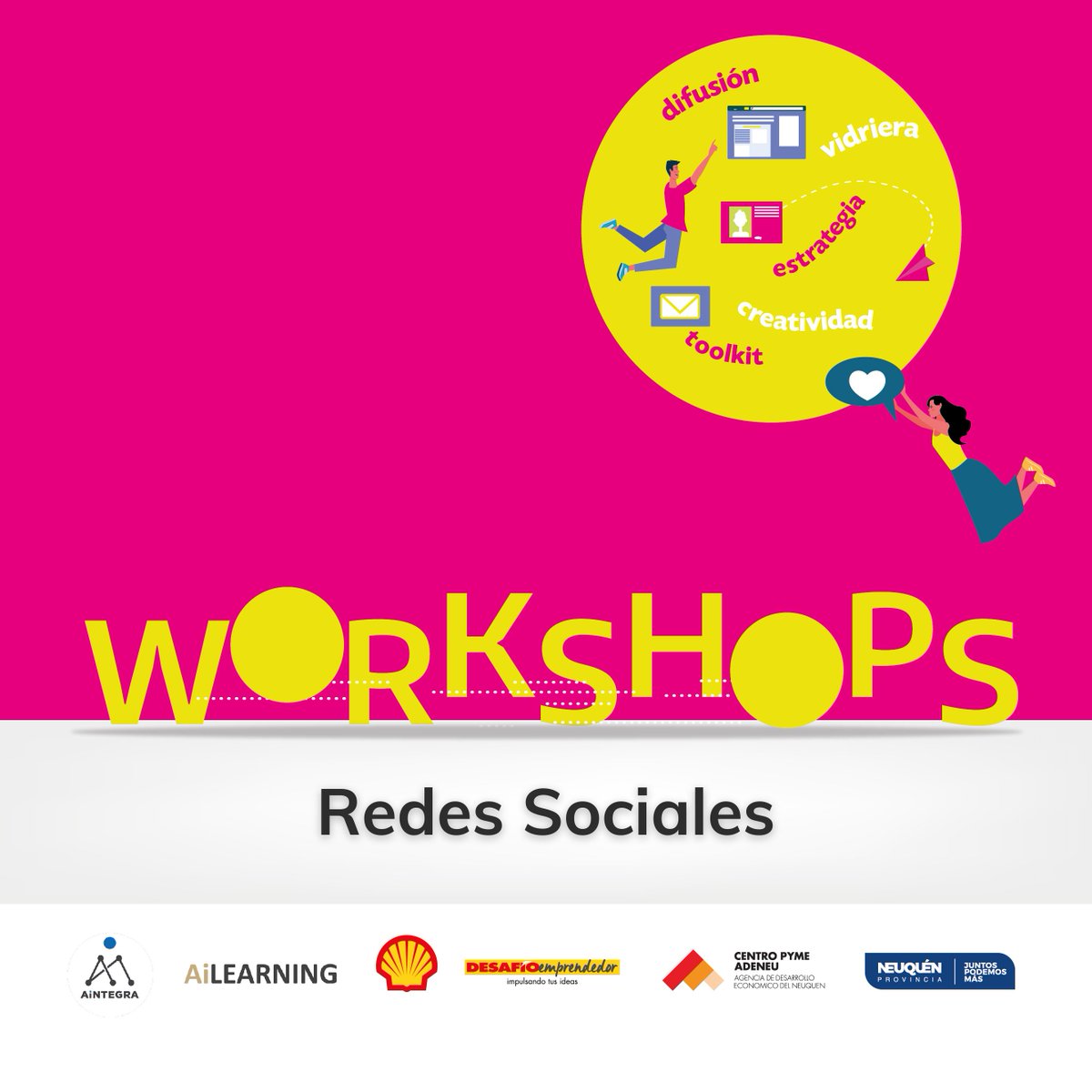 Este miércoles 27 de julio, a las 18 hs, continúa el ciclo de workshops de #TuSaltoDigital con un encuentro dedicado a las redes sociales.
Inscribite de forma gratuita 👉 forms.gle/2E7A7KAL7gvdwH…

@ProduccionNqn <a href="/FLR_NQN/">Facundo Lopez Raggi</a> <a href="/Aintegra_ARG/">Aintegra</a>