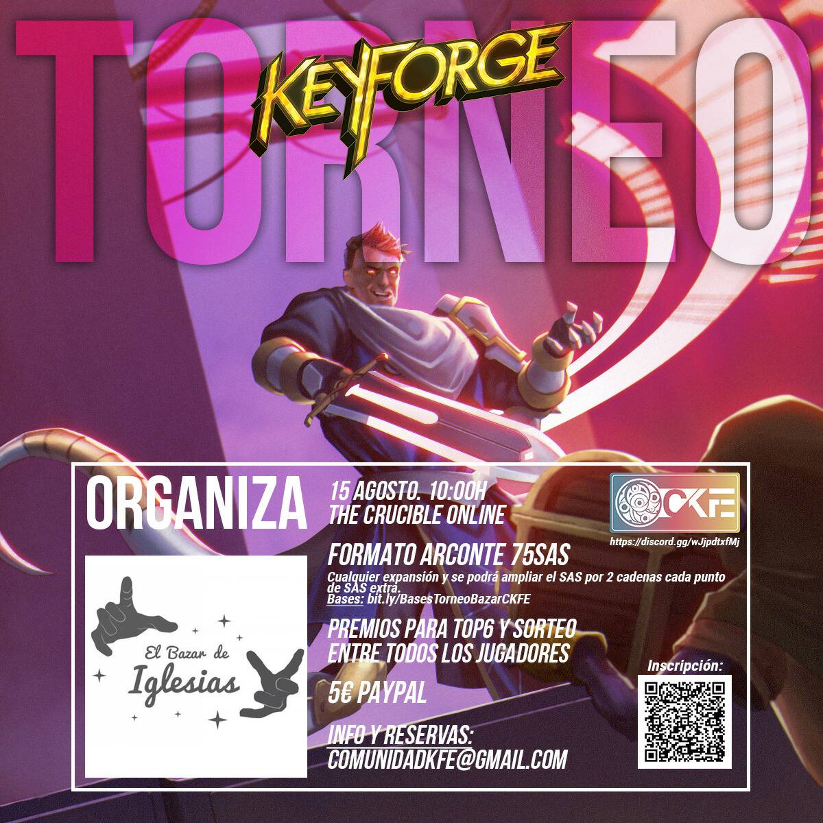 ComunidadKFE's tweet photo. EVENTO ONLINE

¡Os traemos un nuevo torneo de tienda ONLINE, en este caso por parte de nuestro patrocinador @bazar_iglesias!

Detalles en la imagen. Bases e inscripciones: https://t.co/1jgidVqfOF

¿Os lo vais a perder? ¡Nos vemos el domingo 15!

#Keyforge #KeyforgeGame #CKFE https://t.co/OghMp6QkPX