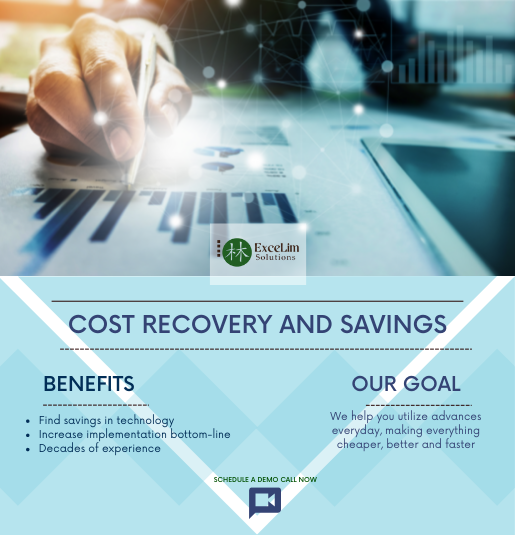 Excelim_LLC's tweet photo. We would like to help you do a full Information Technology spending analysis and give you an opportunity to save money.

#3 COST RECOVERY AND SAVINGS

For more information visit : https://t.co/M3qdBINL7W

#managedservices #technologysolutions https://t.co/KyANgQQGAt