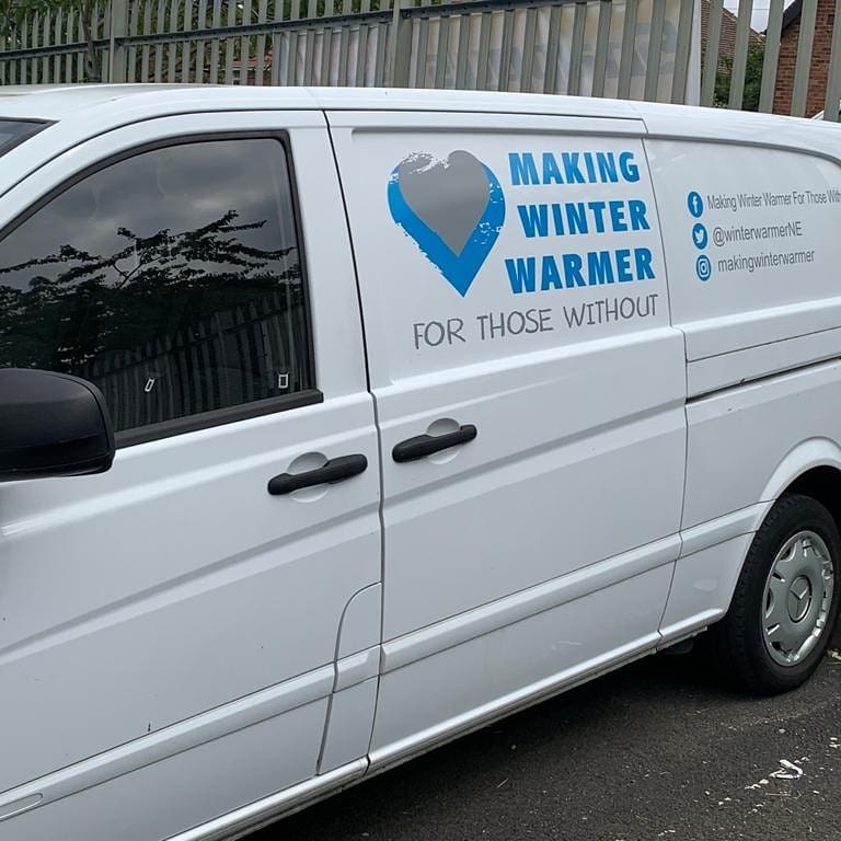 winterwarmerNE's tweet photo. We've gone all posh! Big thanks to Dave at Cre8ive graphics Ltd for our fab new look van! Keep an eye out and give us a wave 👋 https://t.co/Lu0eGzABU1