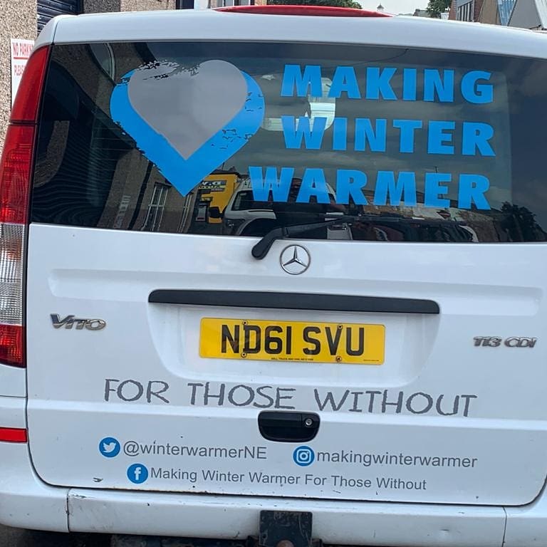 winterwarmerNE's tweet photo. We've gone all posh! Big thanks to Dave at Cre8ive graphics Ltd for our fab new look van! Keep an eye out and give us a wave 👋 https://t.co/Lu0eGzABU1