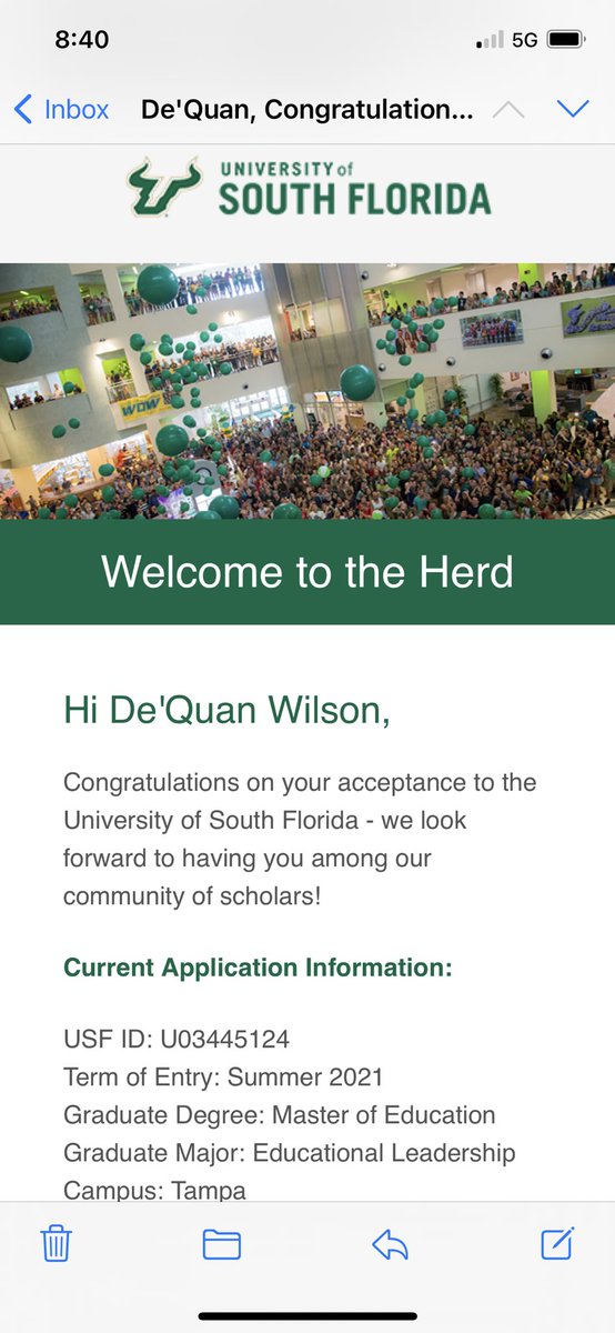 WilsonEducator's tweet image. I am excited to announce that I will be heading back to USF this fall to start the Masters of Educational Leadership! Eager to learn and grown with amazing people!! 🤘🏾😎 #FutureAP @educationUSF