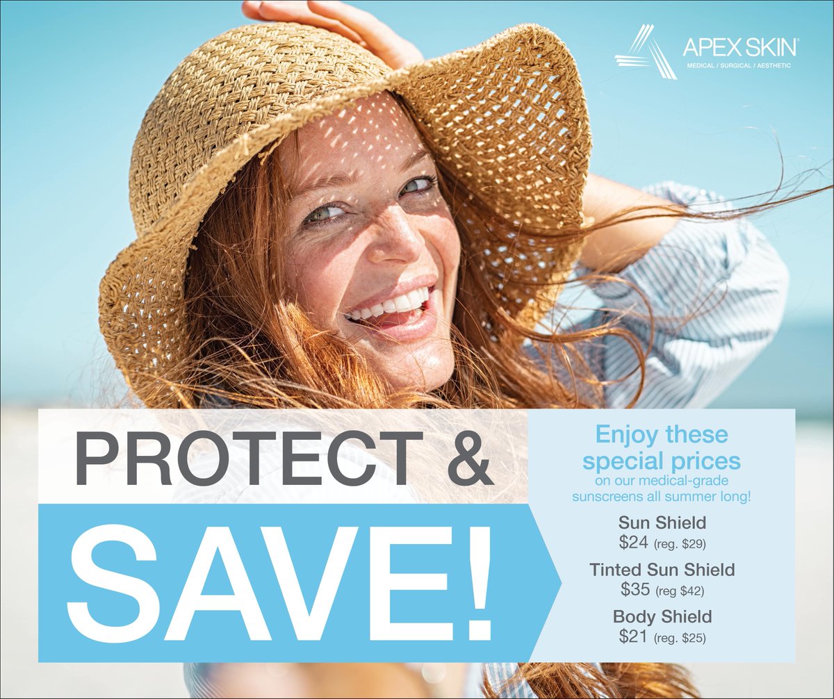 Rain or shine, sunscreen is ALWAYS a must! 🌧️⛅️☀️ Our #summer #SPF sale rolls on with amazing prices on our medical-grade, #mineral options! Shop in store or online at buff.ly/3i23dyu

#dermatology #sunprotection #sale #cleveland #apexskin