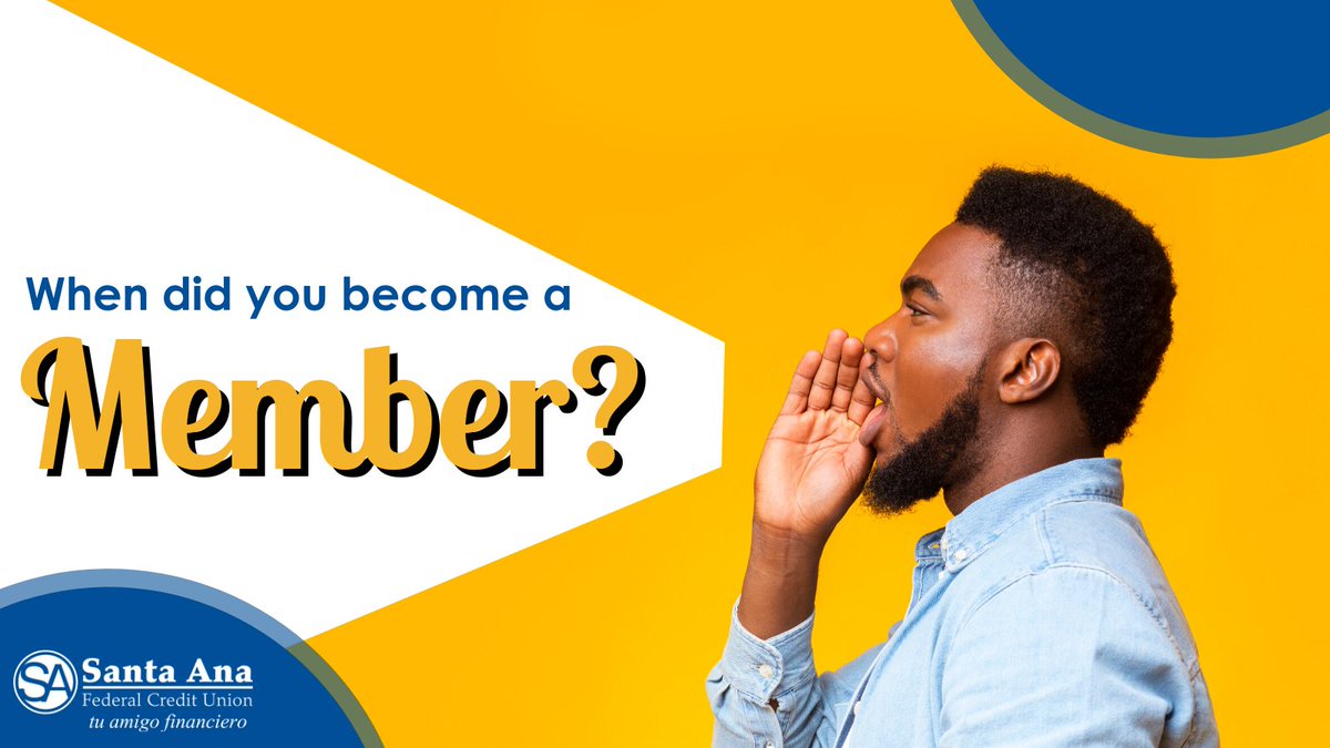 SantaAnaFCU's tweet photo. Hey, Members! π To get to know YOU better, we want to learn more about your Membership here at #SAFCU! π When did you become a Member of our #CreditUnion? Let us know in the comments below. β¬οΈ
#CreditUnionLife #CreditUnionDifference #SantaAnaCA #SoCalLife https://t.co/eLCsechqSZ