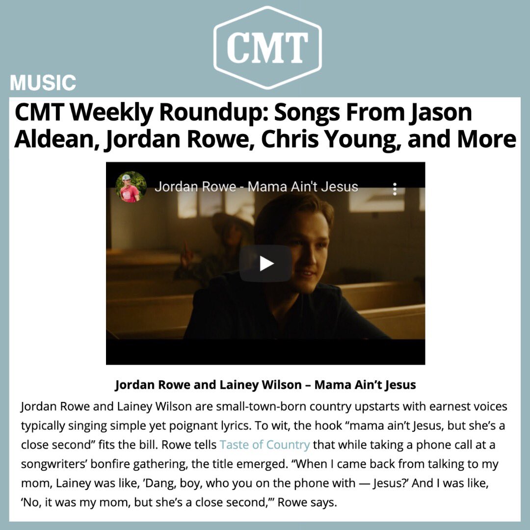 OHCreativePR's tweet photo. @jordanrowemusic did it again👏 His new song featuring @laineywilson will just warm your heart💙
•
•
•
#JordanRowe #LaineyWilson #MamaAintJesus #CMT #countrymusic #newmusic #mama #jesus #spotify #applemusic #country #follow #instamusic #love #newmusicalert https://t.co/iNXnVtkCMw