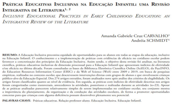 EcceInct's tweet photo. Em pesquisa vinculada ao #inctecce, as pesquisadoras Amanda Carvalho e Andréia Schmidt analisaram práticas educativas inclusivas de dimensão processual para a Educação Infantil que apresentam indícios de efetividade e/ou eficácia na última década.

https://t.co/MPkynX2F3w https://t.co/90J1UyytMN