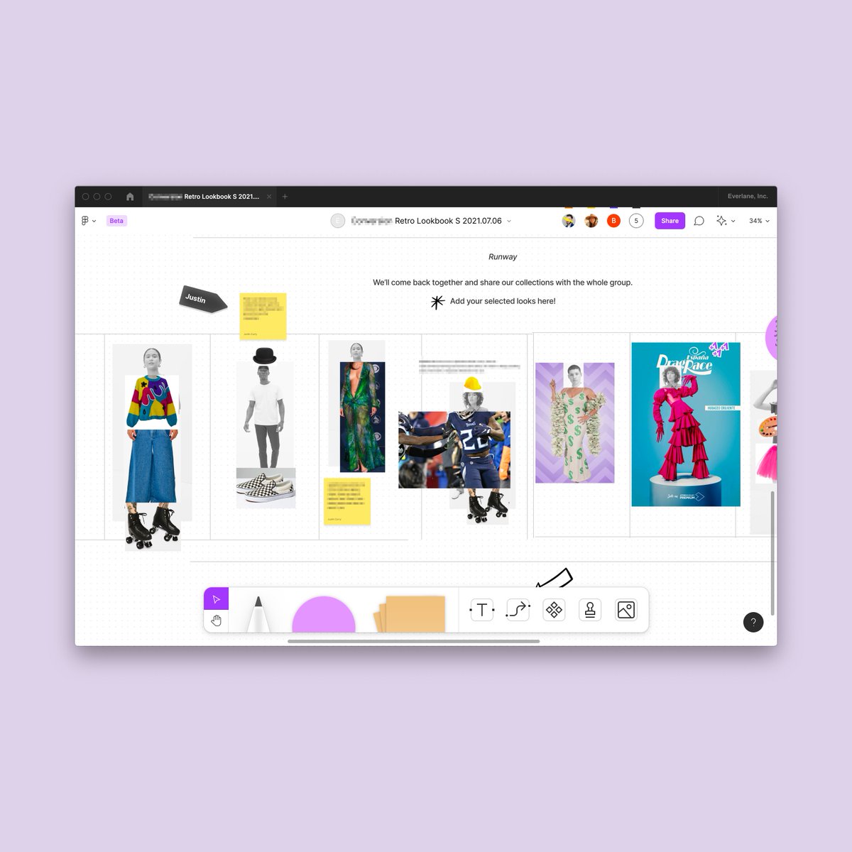 ACevenini's tweet photo. @Everlane We are running on @figmadesign, and even got our PMs, Engineers and XFN partners to use it.
Here's a peek at our latest Weekly Retro (run by one of our eng leads) where a squad was tasked to design looks that represented their past sprint and their aspirations for the future. https://t.co/I3jmCE97xK