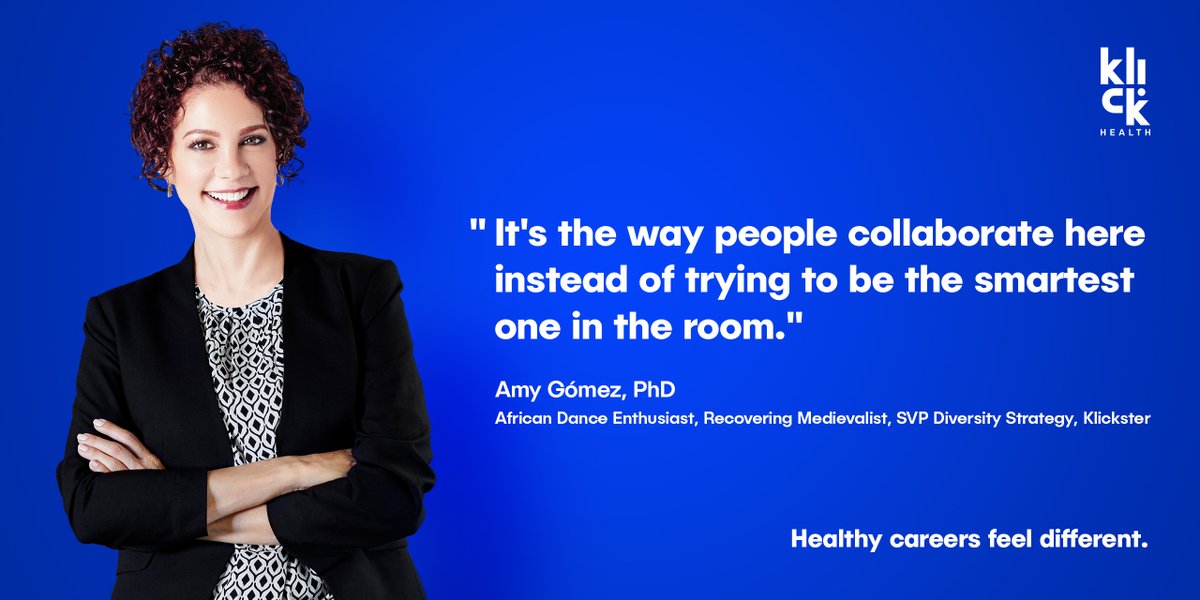 klickhealth's tweet photo. Klick is a place where our people feel not only empowered to bring their whole selves to work, but supported as they do it. Our culture of brilliant collaboration shines less brightly without a multitude of perspectives and people. #HealWork: https://t.co/JfTECYL6jw https://t.co/KGoI96Vhjr