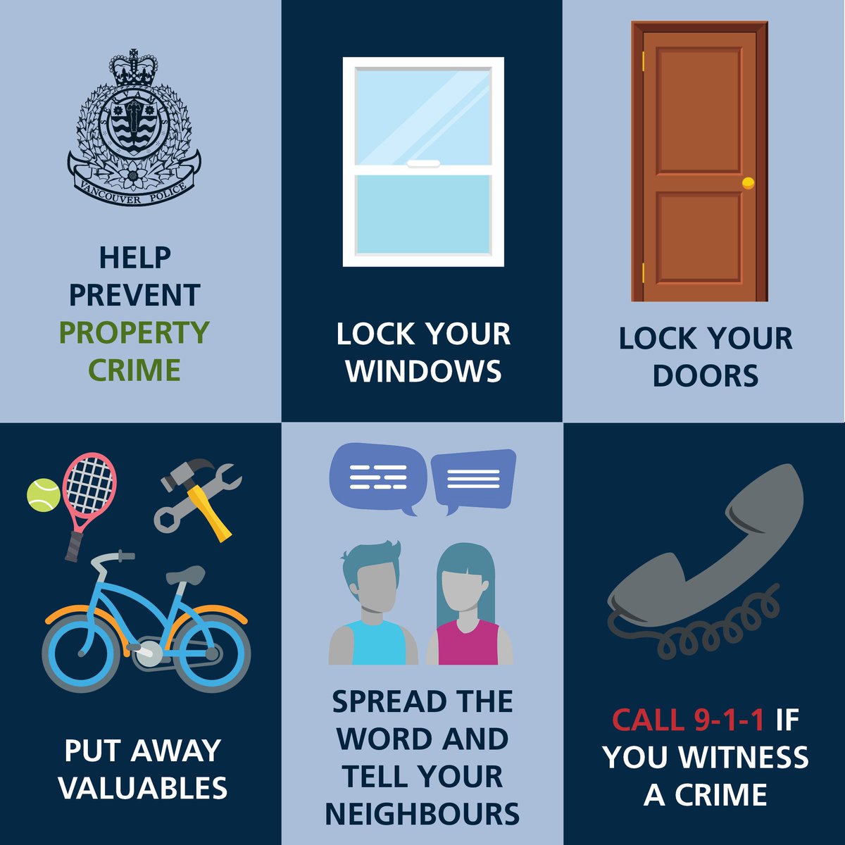 VancouverPD's tweet photo. Whether you’re out tending your garden or basking in the sun, make sure you keep your property secure. Don’t let thieves spoil your summer! Follow these simple tips to help keep your home and property safe from thieves! #MakeItHardForThieves #PreventPropretyCrime https://t.co/CzRfYSdXoi